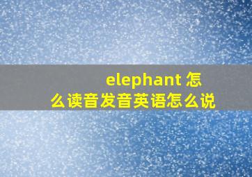 elephant 怎么读音发音英语怎么说